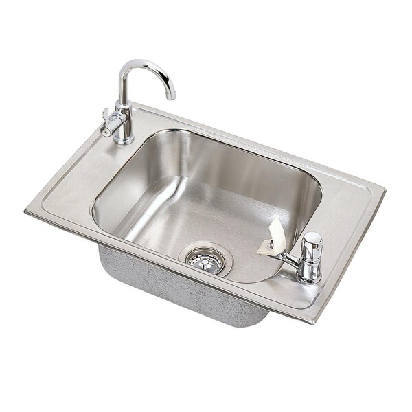 Elkay Pacemaker Stainless Steel 25X17X7-1/8 Single Bowl Top Mount Classroom Sink And Faucet / Bubbler Kit PSDKRC2517C - main